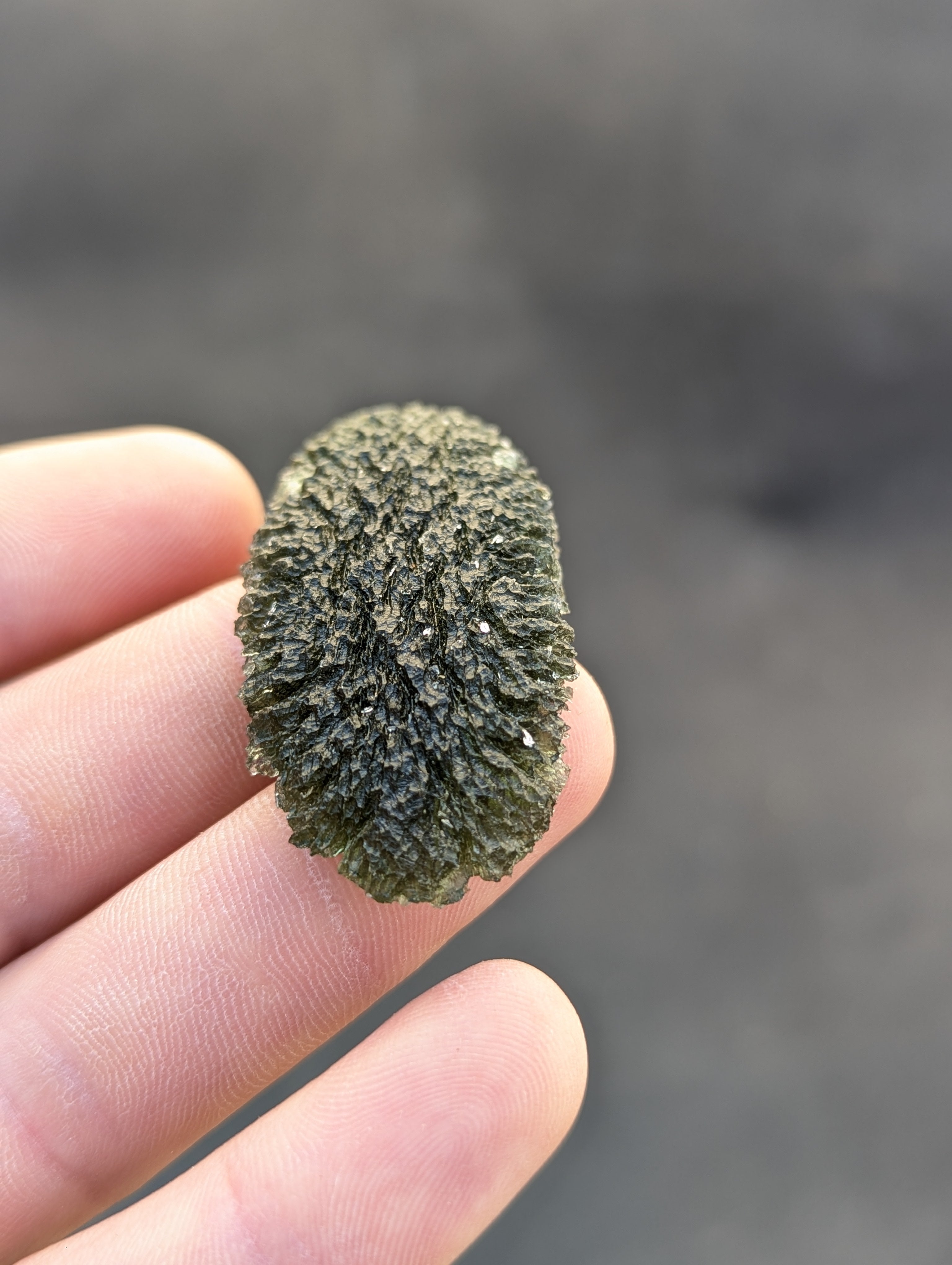 Bohemian Moldavite – Dobrkovská Lhotka-Parýz | 18.63 g | Apple Green Spiky Biscuit Collector Specimen