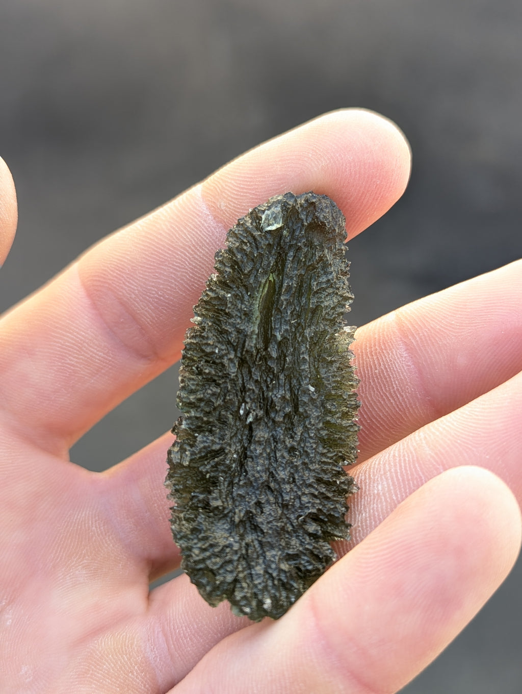 Bohemian Moldavite – Dobrkovská Lhotka-Parýz | 18.63 g | Apple Green Spiky Biscuit Collector Specimen