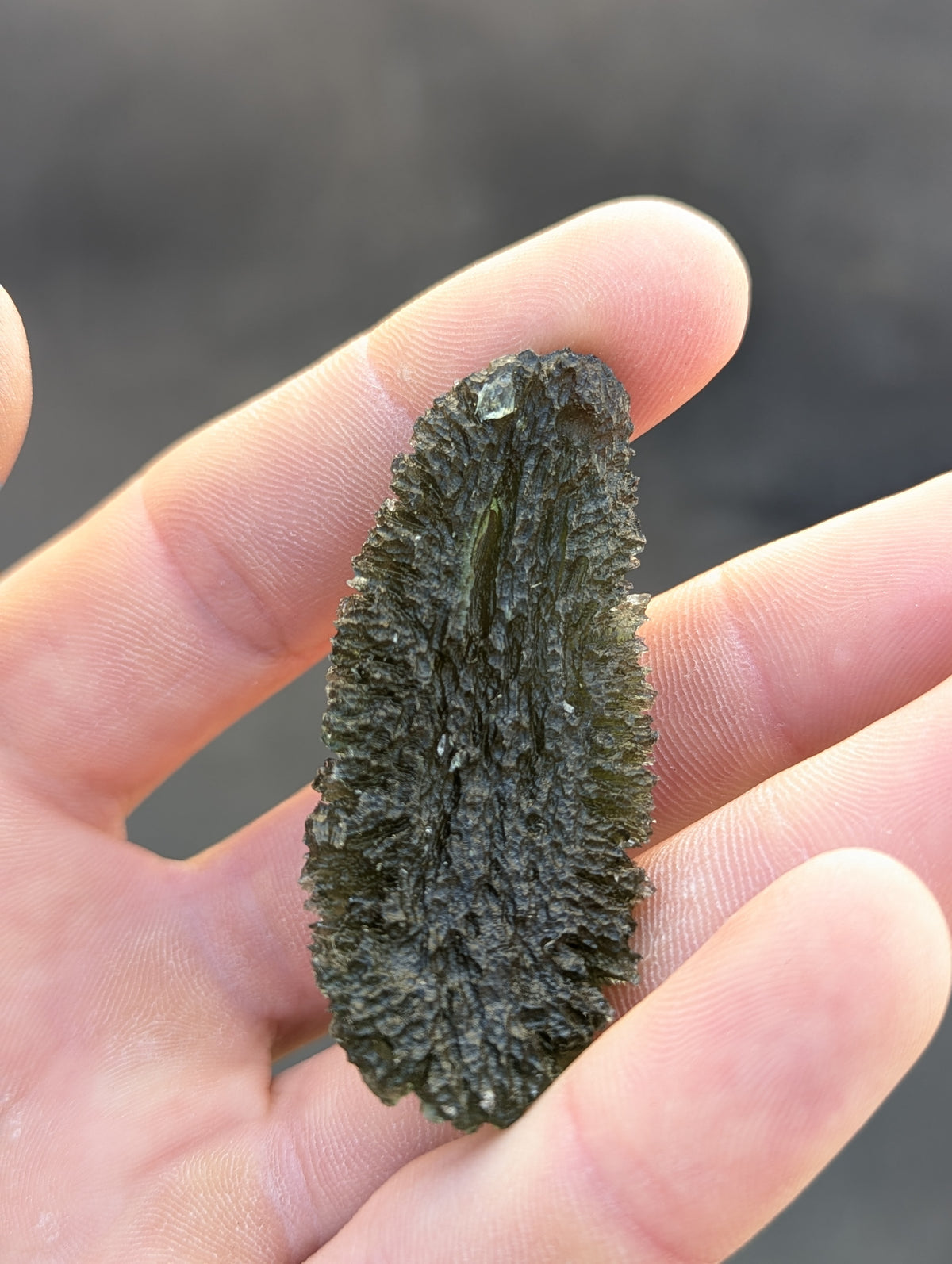 Bohemian Moldavite – Dobrkovská Lhotka-Parýz | 18.63 g | Apple Green Spiky Biscuit Collector Specimen