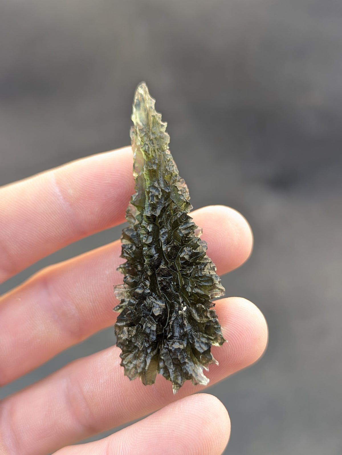 Bohemian Moldavite – Besednice Ježkovna | 19.44 g | Spiky Sculpture with Lechatelierite