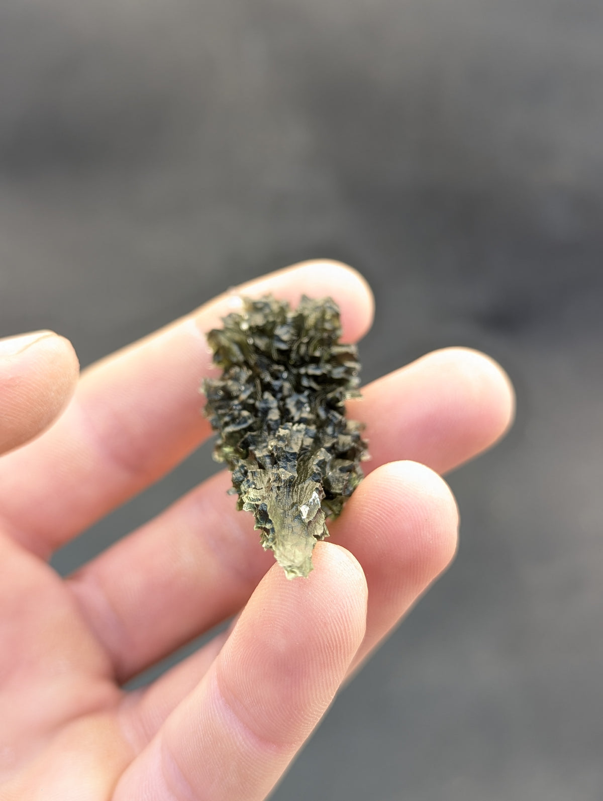 Bohemian Moldavite – Besednice Ježkovna | 19.44 g | Spiky Sculpture with Lechatelierite