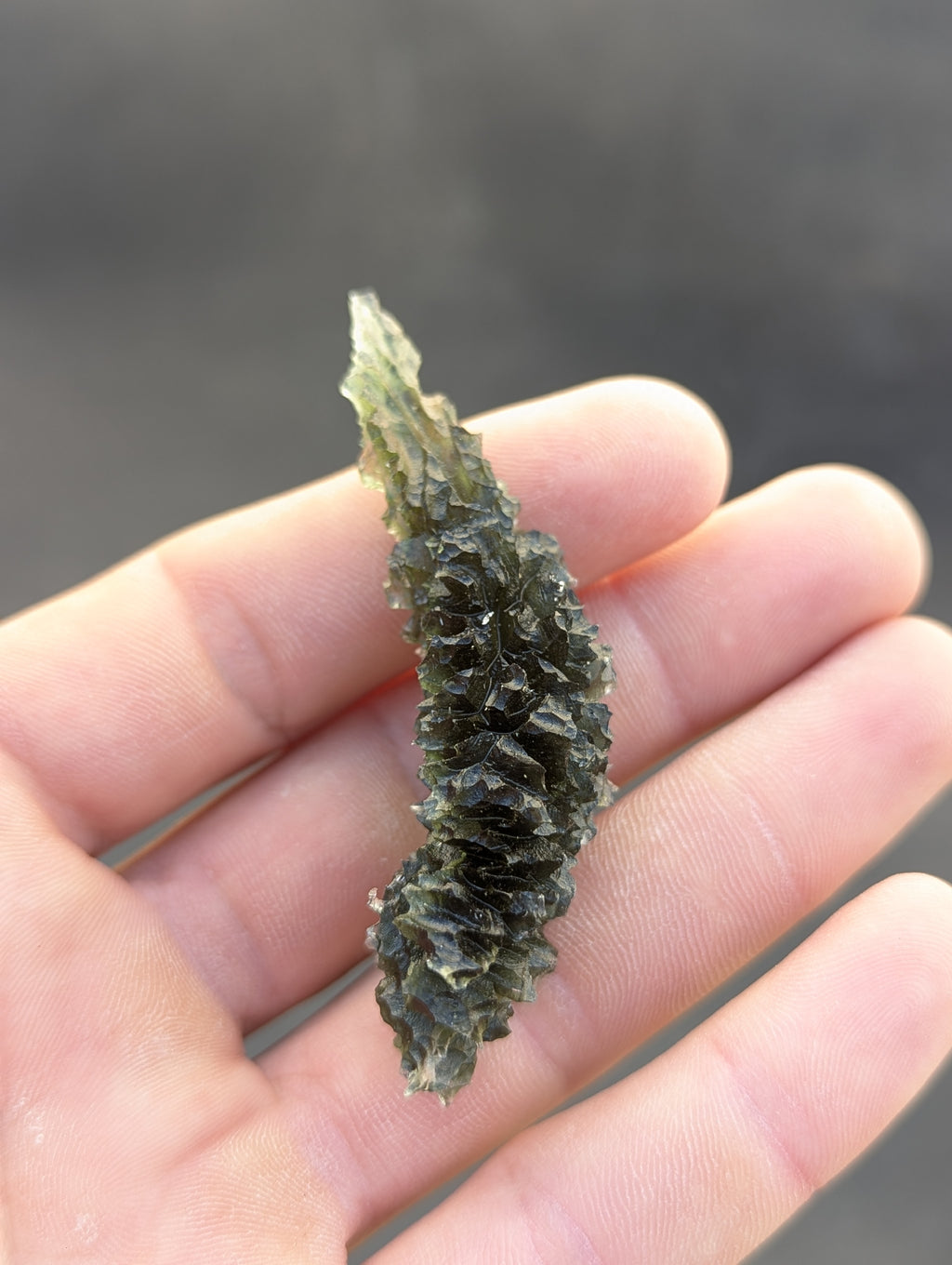 Bohemian Moldavite – Besednice Ježkovna | 19.44 g | Spiky Sculpture with Lechatelierite