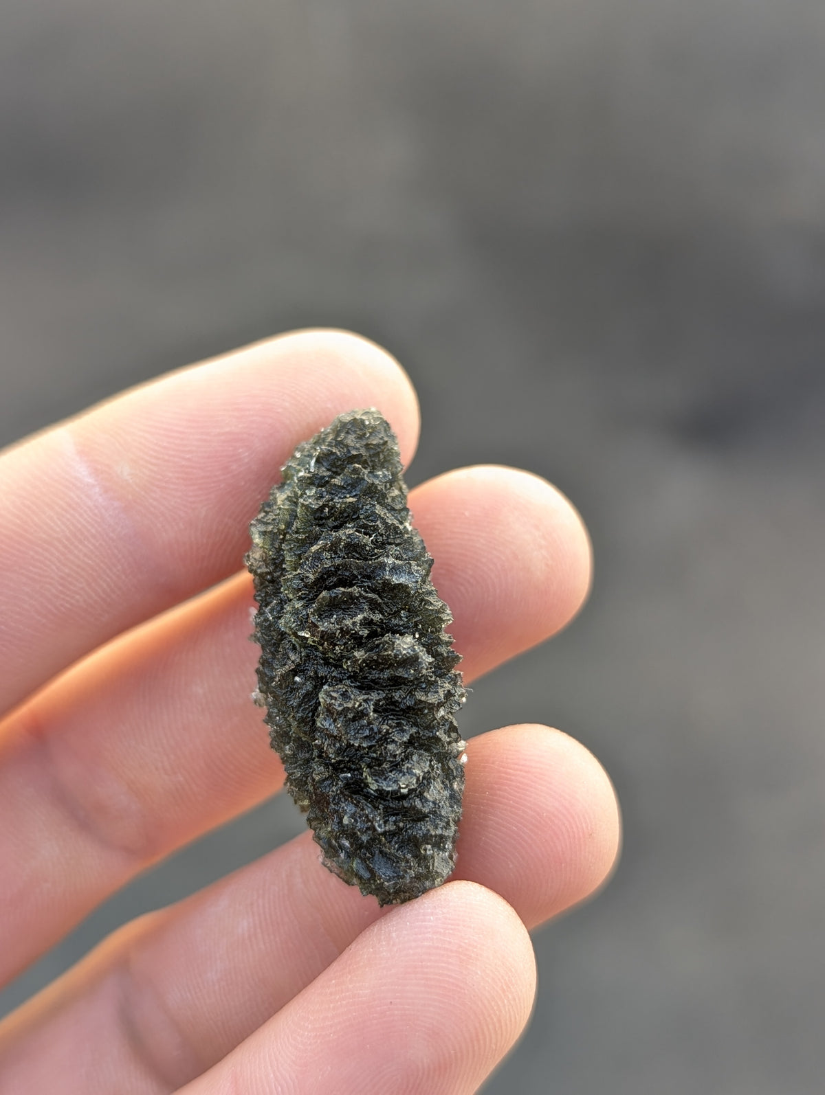 Bohemian Moldavite – Dobrkovská Lhotka | 14.46 g | Drop-Shaped Collector Specimen with Lechatelierite
